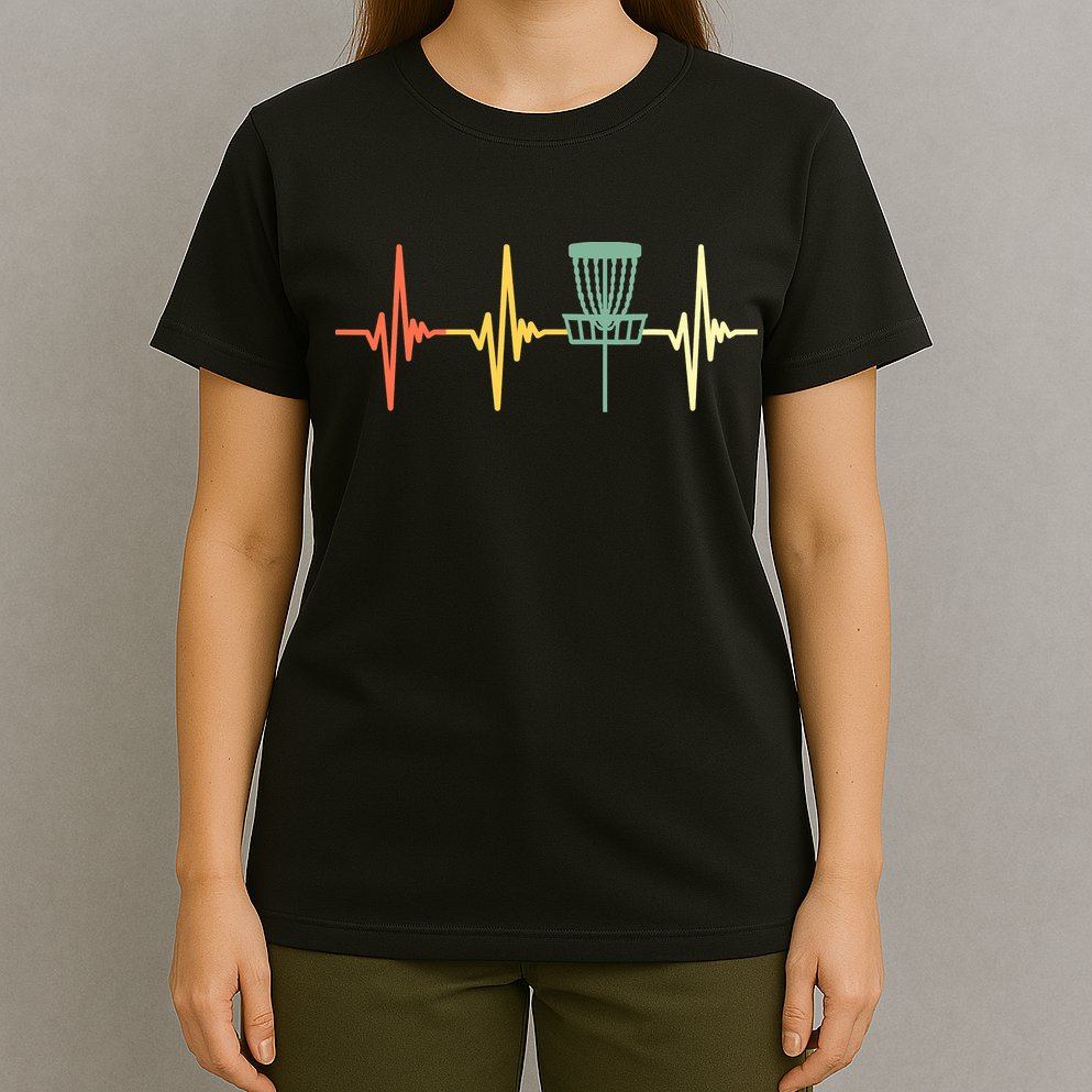 Funny Vintage Disc Golf Retro Heartbeat Disc Golf T-Shirt