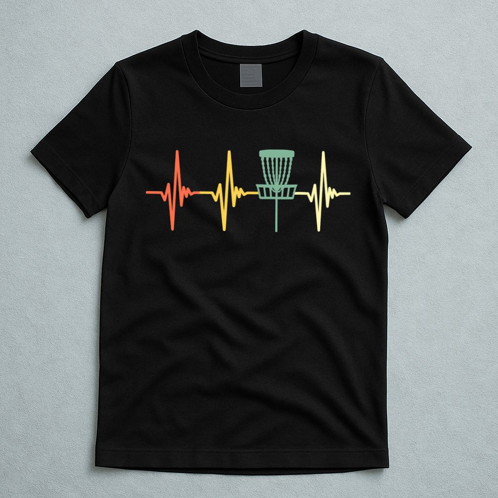 Funny Vintage Disc Golf Retro Heartbeat Disc Golf T-Shirt