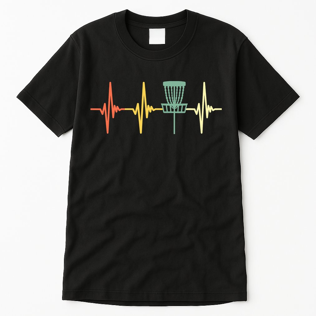Funny Vintage Disc Golf Retro Heartbeat Disc Golf Tall T-Shirt