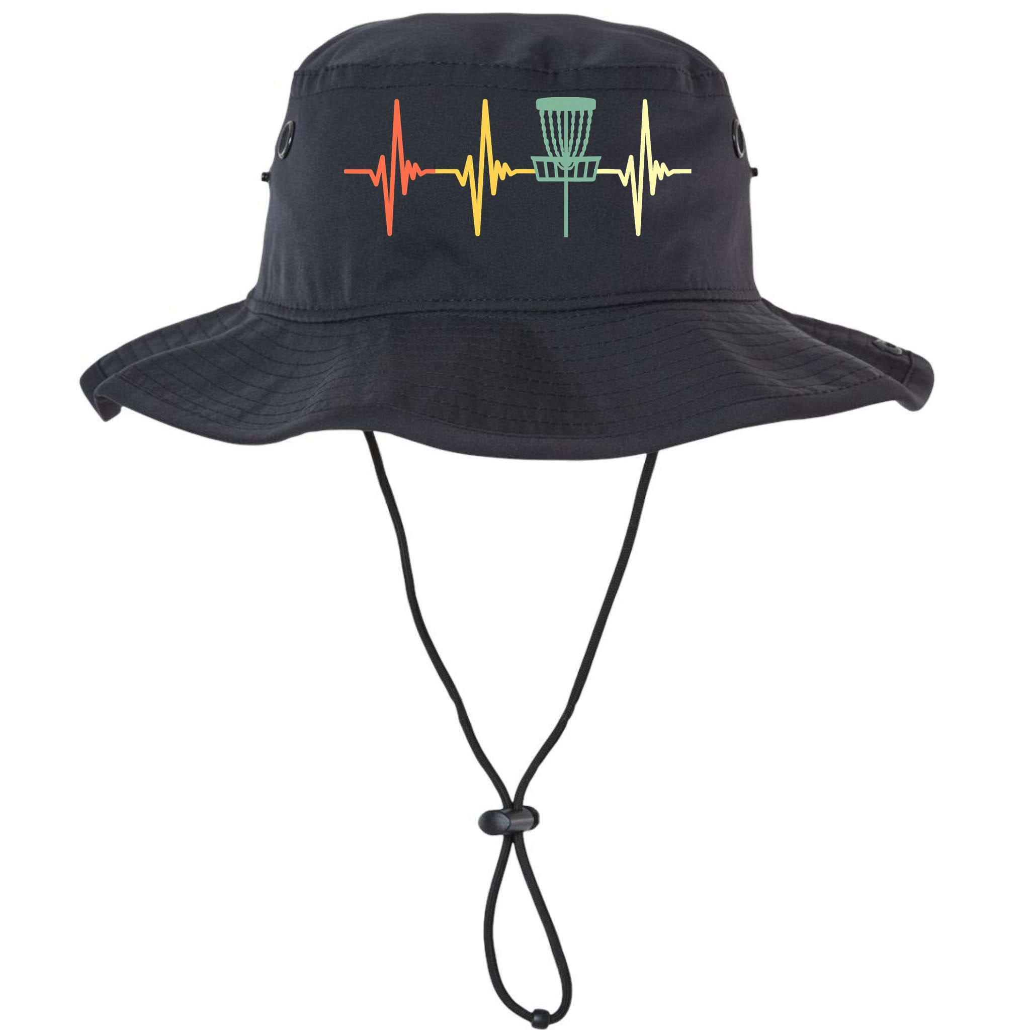 Funny Vintage Disc Golf Retro Heartbeat Disc Golf Bucket Hat