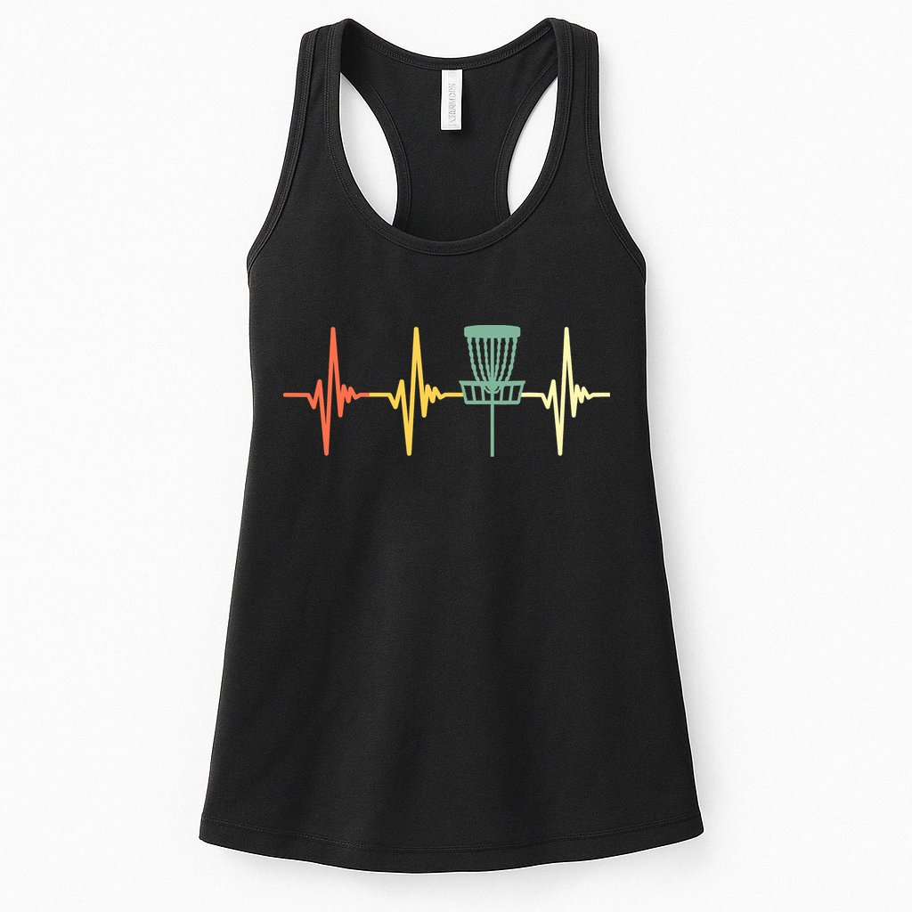 Funny Vintage Disc Golf Retro Heartbeat Disc Golf Womens Tank Top