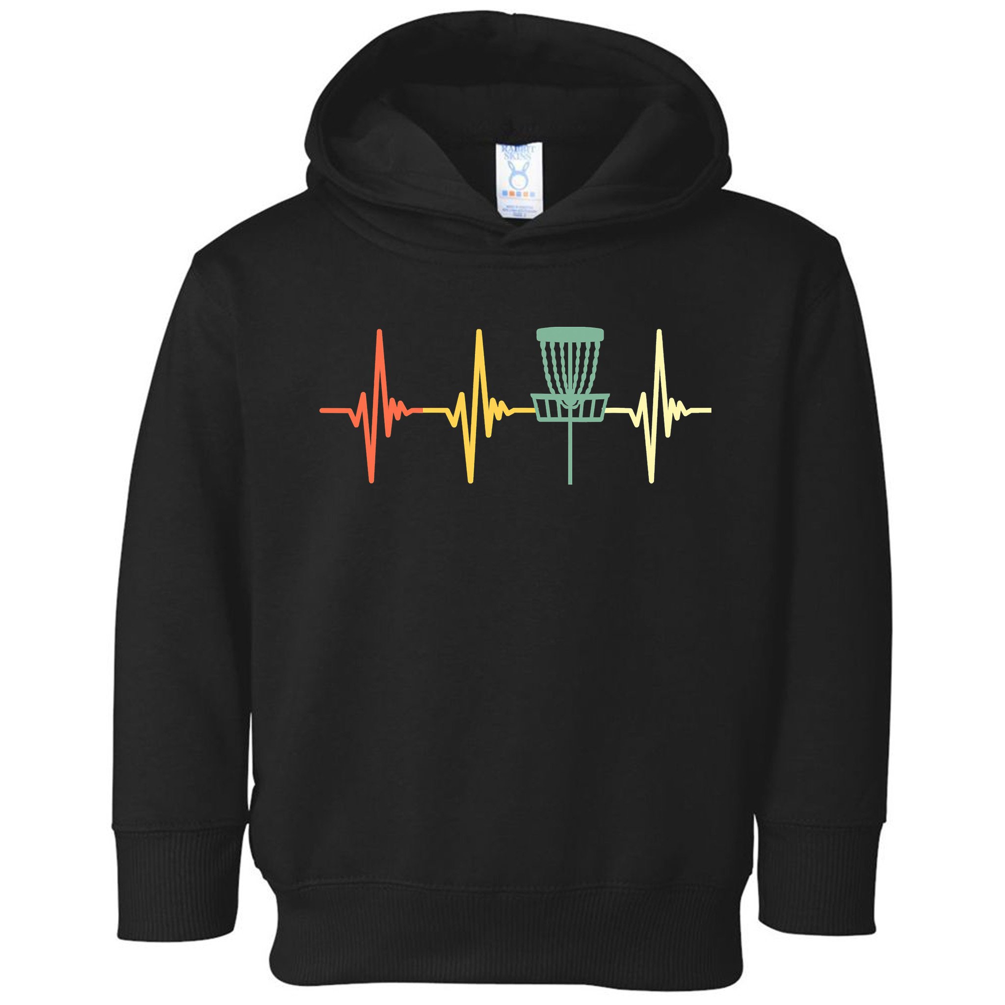 Funny Vintage Disc Golf Retro Heartbeat Disc Golf Toddler Hoodie