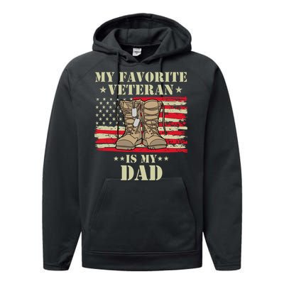 Father Veterans Day My Favorite Veteran Is My Dad Proud Kids Performance Fleece Hoodie