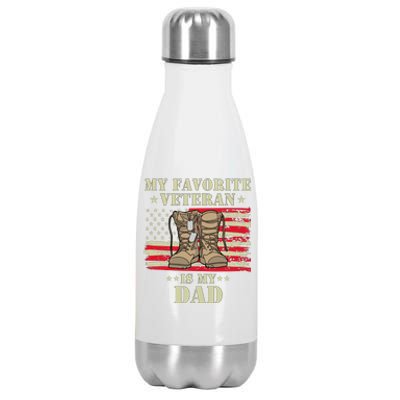 Father Veterans Day My Favorite Veteran Is My Dad Proud Kids Stainless Steel Insulated Water Bottle