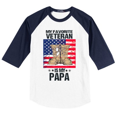 Father Veterans Day My Favorite Veteran Is My Papa For Kids Baseball Sleeve Shirt