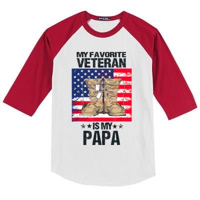 Father Veterans Day My Favorite Veteran Is My Papa For Kids Kids Colorblock Raglan Jersey