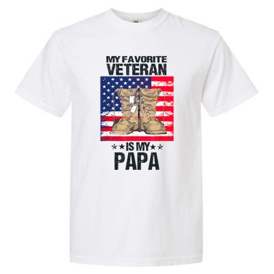 Father Veterans Day My Favorite Veteran Is My Papa For Kids Garment-Dyed Heavyweight T-Shirt