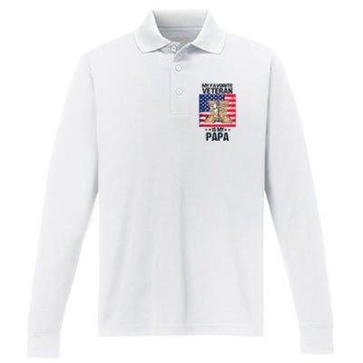 Father Veterans Day My Favorite Veteran Is My Papa For Kids Performance Long Sleeve Polo