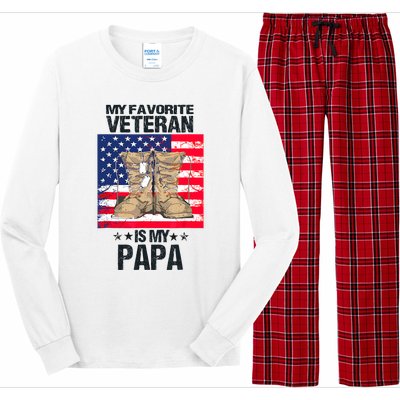 Father Veterans Day My Favorite Veteran Is My Papa For Kids Long Sleeve Pajama Set