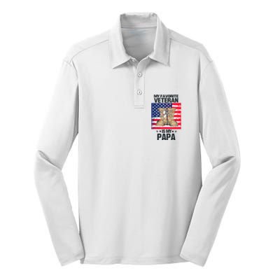 Father Veterans Day My Favorite Veteran Is My Papa For Kids Silk Touch Performance Long Sleeve Polo