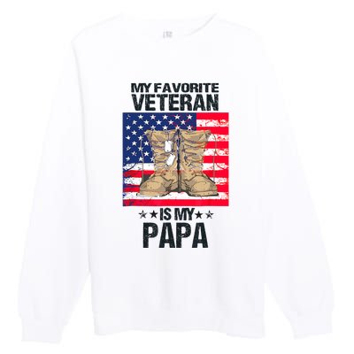 Father Veterans Day My Favorite Veteran Is My Papa For Kids Premium Crewneck Sweatshirt