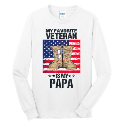 Father Veterans Day My Favorite Veteran Is My Papa For Kids Tall Long Sleeve T-Shirt