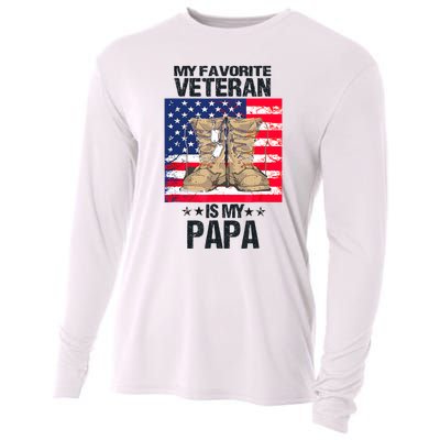 Father Veterans Day My Favorite Veteran Is My Papa For Kids Cooling Performance Long Sleeve Crew