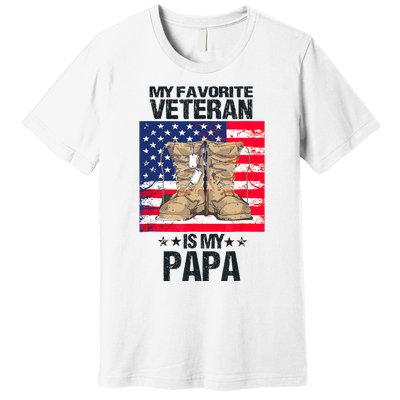 Father Veterans Day My Favorite Veteran Is My Papa For Kids Premium T-Shirt