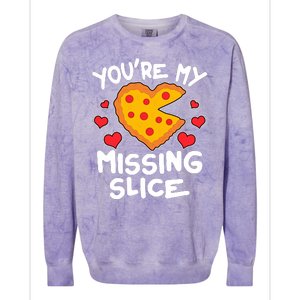 Funny Valentine's Day You're My Missing Slice Heart Pizza Colorblast Crewneck Sweatshirt