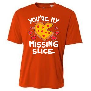 Funny Valentine's Day You're My Missing Slice Heart Pizza Cooling Performance Crew T-Shirt