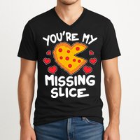 Funny Valentine's Day You're My Missing Slice Heart Pizza V-Neck T-Shirt