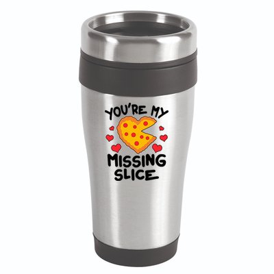 Funny Valentine's Day You're My Missing Slice Heart Pizza 16oz Travel Tumbler
