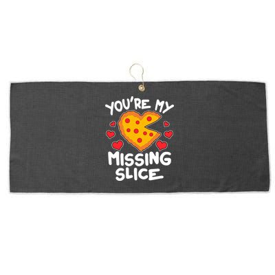 Funny Valentine's Day You're My Missing Slice Heart Pizza Large Microfiber Waffle Golf Towel