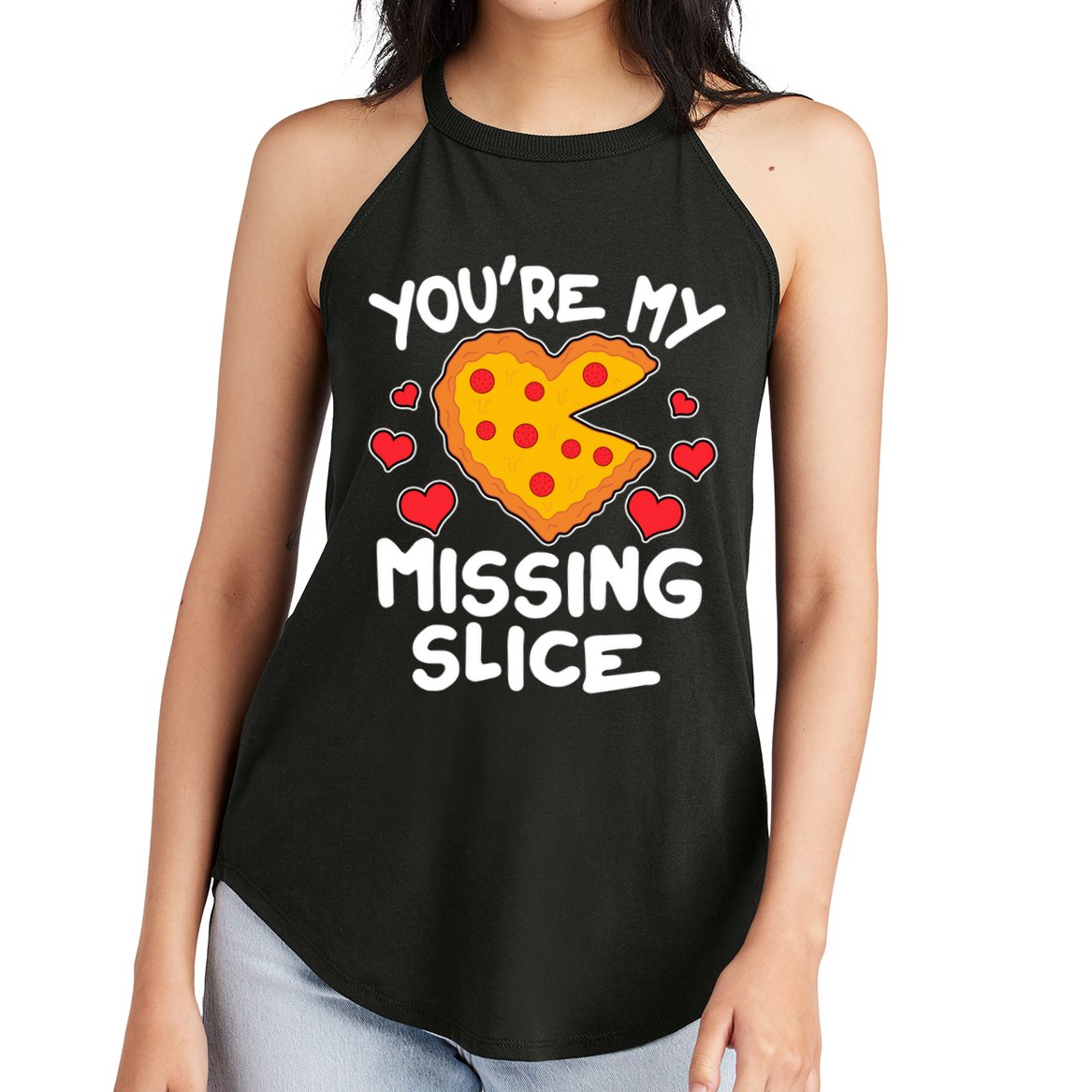 Funny Valentine's Day You're My Missing Slice Heart Pizza Women's Perfect Tri Rocker Tank