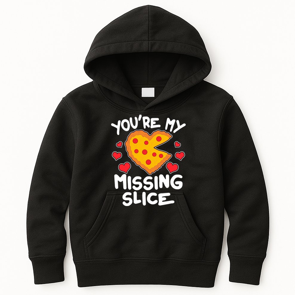 Funny Valentine's Day You're My Missing Slice Heart Pizza Kids Hoodie