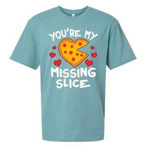 Funny Valentine's Day You're My Missing Slice Heart Pizza Sueded Cloud Jersey T-Shirt