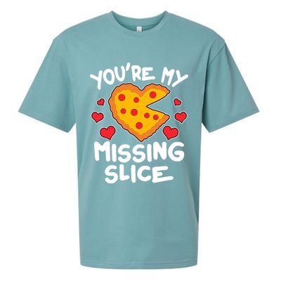 Funny Valentine's Day You're My Missing Slice Heart Pizza Sueded Cloud Jersey T-Shirt