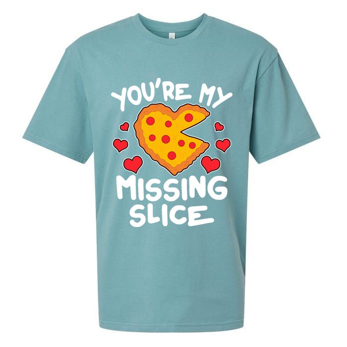 Funny Valentine's Day You're My Missing Slice Heart Pizza Sueded Cloud Jersey T-Shirt