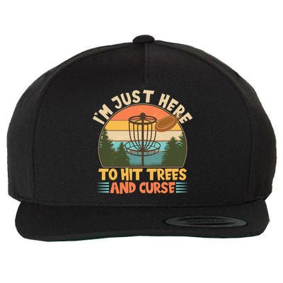 Funny Vintage Disc Golf I'm Just Here To Hit Trees And Curse Wool Snapback Cap