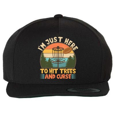 Funny Vintage Disc Golf I'm Just Here To Hit Trees And Curse Wool Snapback Cap