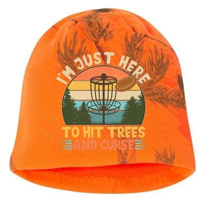 Funny Vintage Disc Golf I'm Just Here To Hit Trees And Curse Kati - Camo Knit Beanie