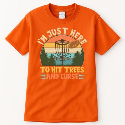 Funny Vintage Disc Golf I'm Just Here To Hit Trees And Curse Tall T-Shirt
