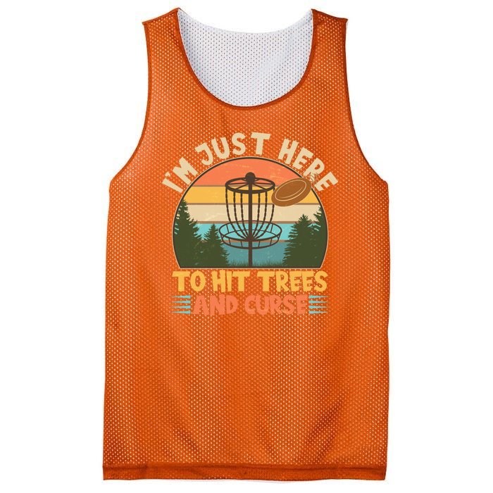 Funny Vintage Disc Golf I'm Just Here To Hit Trees And Curse Mesh Reversible Basketball Jersey Tank