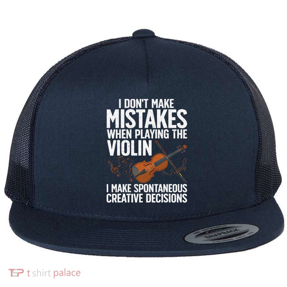 Funny Violin Design Orchestra Violin Player Flat Bill Trucker Hat