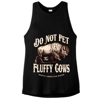 Funny Vintage Do Not Pet The Fluffy Cows American Bison Ladies PosiCharge Tri-Blend Wicking Tank