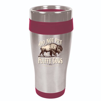 Funny Vintage Do Not Pet The Fluffy Cows American Bison 16oz Travel Tumbler