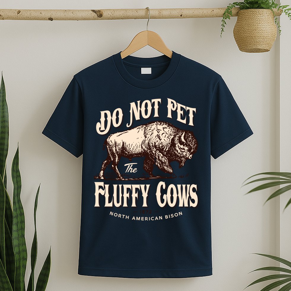Funny Vintage Do Not Pet The Fluffy Cows American Bison T-Shirt