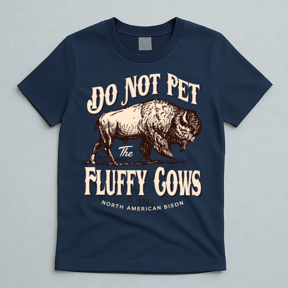 Funny Vintage Do Not Pet The Fluffy Cows American Bison T-Shirt