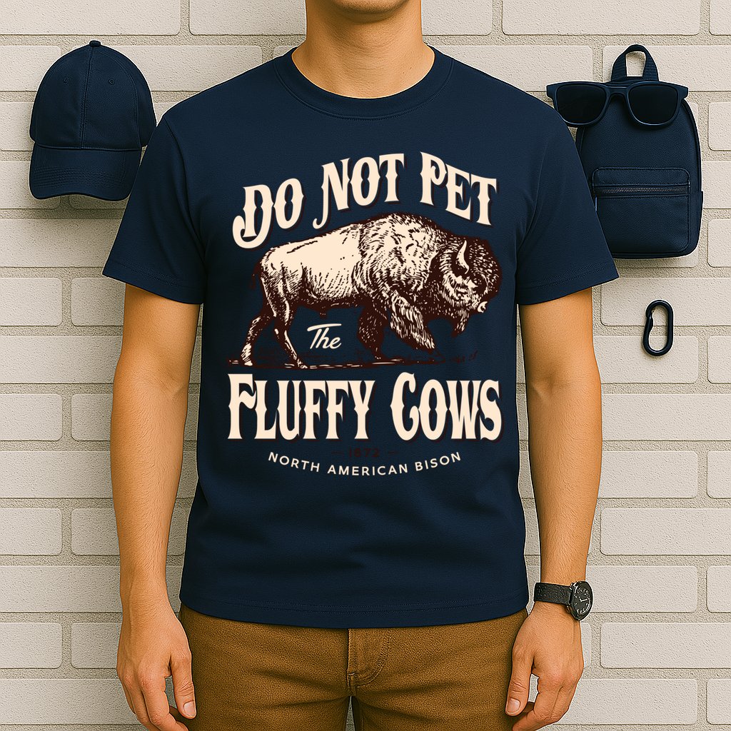 Funny Vintage Do Not Pet The Fluffy Cows American Bison T-Shirt