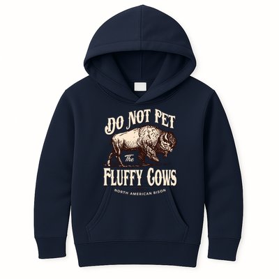 Funny Vintage Do Not Pet The Fluffy Cows American Bison Kids Hoodie