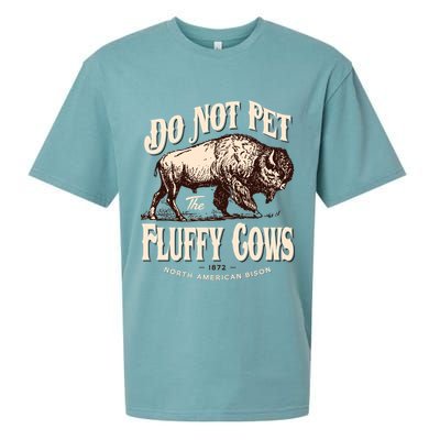 Funny Vintage Do Not Pet The Fluffy Cows American Bison Sueded Cloud Jersey T-Shirt