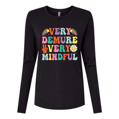 Funny Very Demure Very Mindful Trend Demure Mindful Retro Womens Cotton Relaxed Long Sleeve T-Shirt