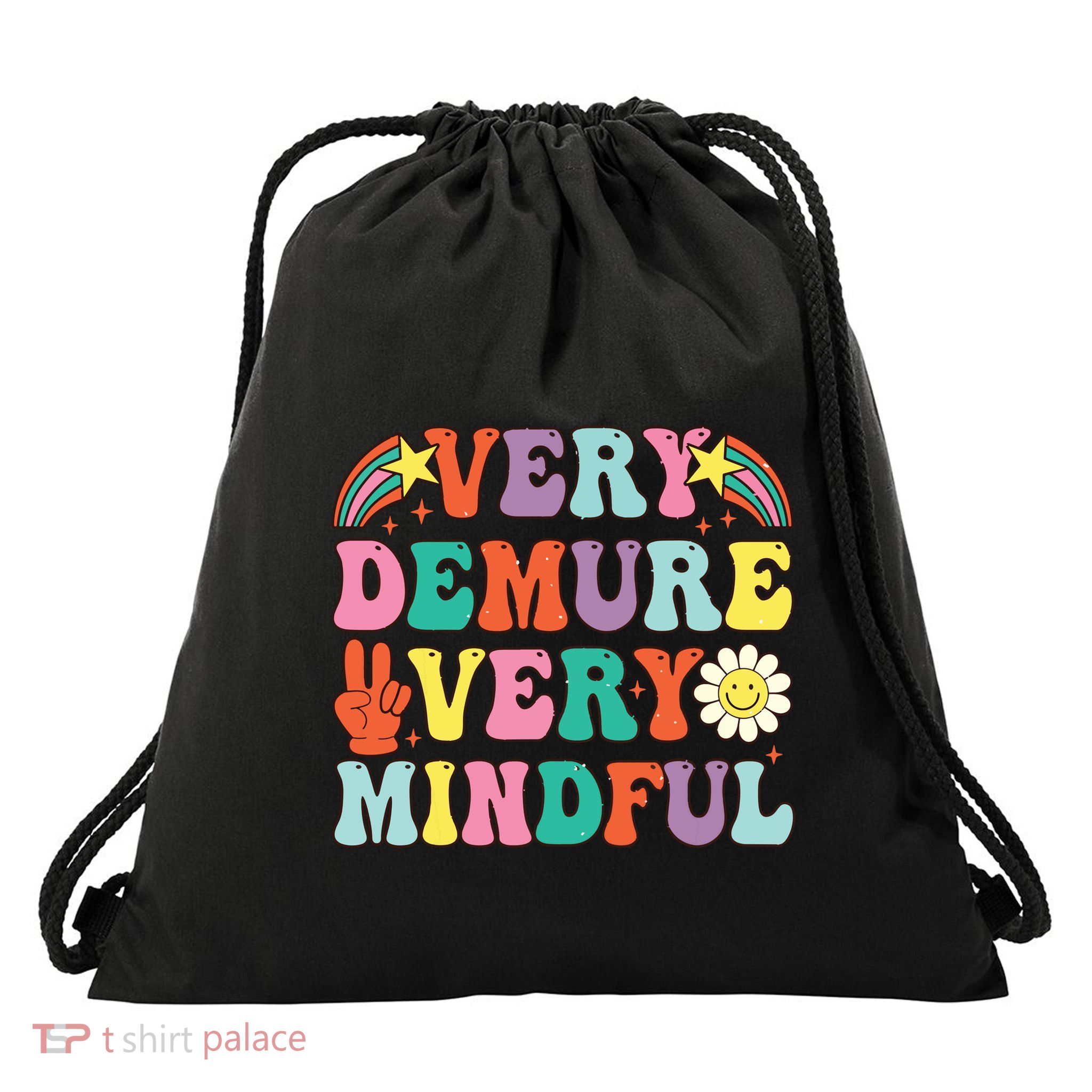Funny Very Demure Very Mindful Trend Demure Mindful Retro Drawstring Bag