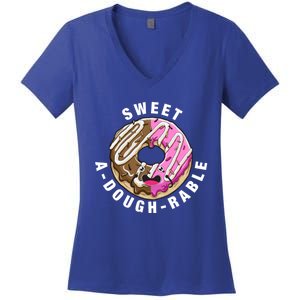 Funny Valentine's Day Agiftdoughgiftrable Adorable Food Donut Puns Gift Women's V-Neck T-Shirt