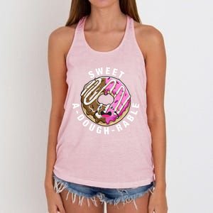 Funny Valentine's Day Agiftdoughgiftrable Adorable Food Donut Puns Gift Women's Knotted Racerback Tank