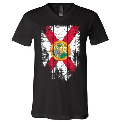 Florida Vintage Distressed Florida Flag V-Neck T-Shirt