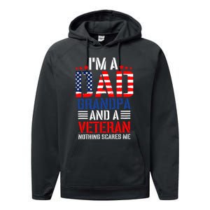 Funny Veteran Dad 4th Of July Independence Day Usd Flag Performance Fleece Hoodie