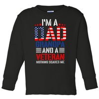 Funny Veteran Dad 4th Of July Independence Day Usd Flag Toddler Long Sleeve Shirt