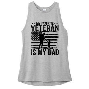 Father Veterans Day My Favorite Veteran Is My Dad Ladies PosiCharge Tri-Blend Wicking Tank