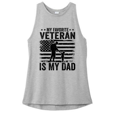 Father Veterans Day My Favorite Veteran Is My Dad Ladies PosiCharge Tri-Blend Wicking Tank